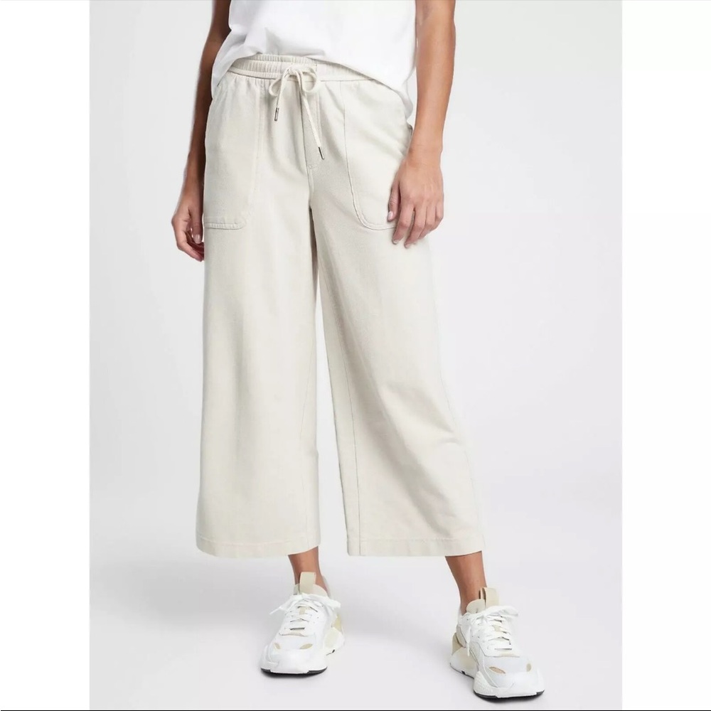 Athleta Farallon cream white weathered wide leg crop pant size 16
